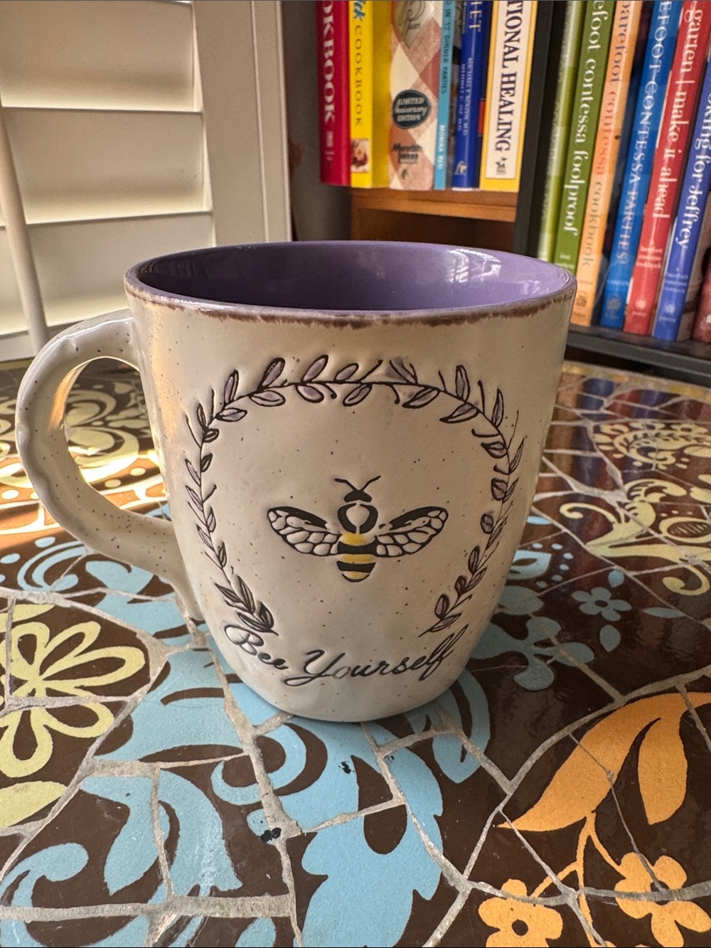 Bee Yourself Ceramic Coffee Mug - Purple Interior